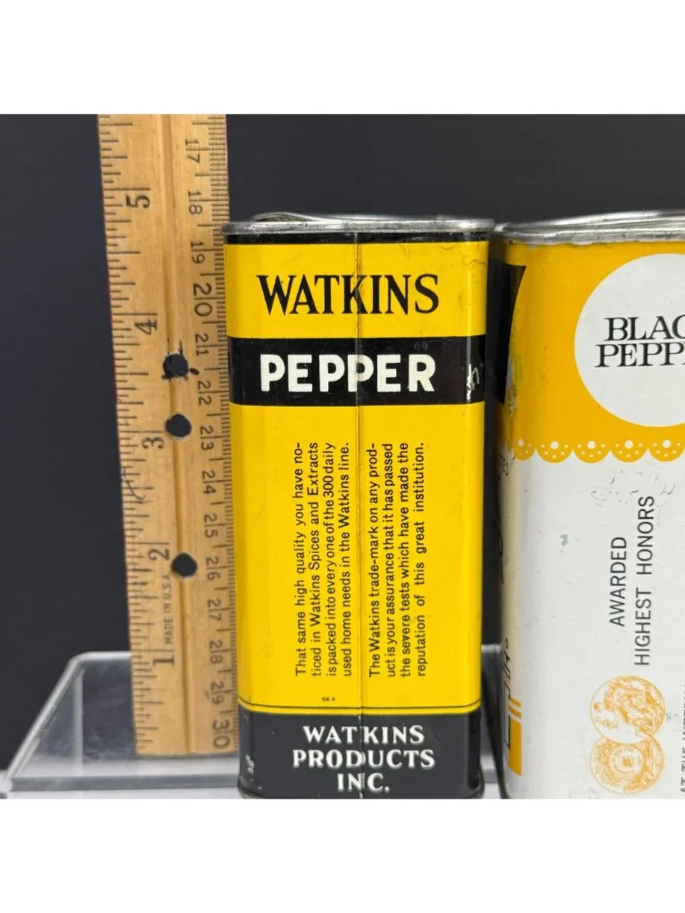 Vintage Watkins Black Pepper 8 oz Tins Lot of 2
